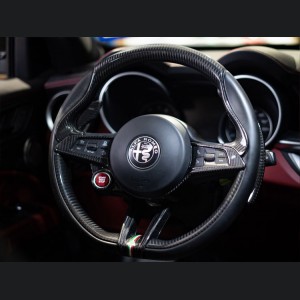 Alfa Romeo Stelvio Steering Wheel Trim - Carbon Fiber - Main Center Trim Piece - QV Model